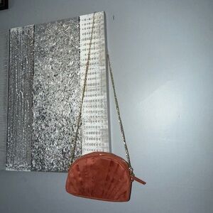 Express Orange Crossbody Bag with Gold Chain